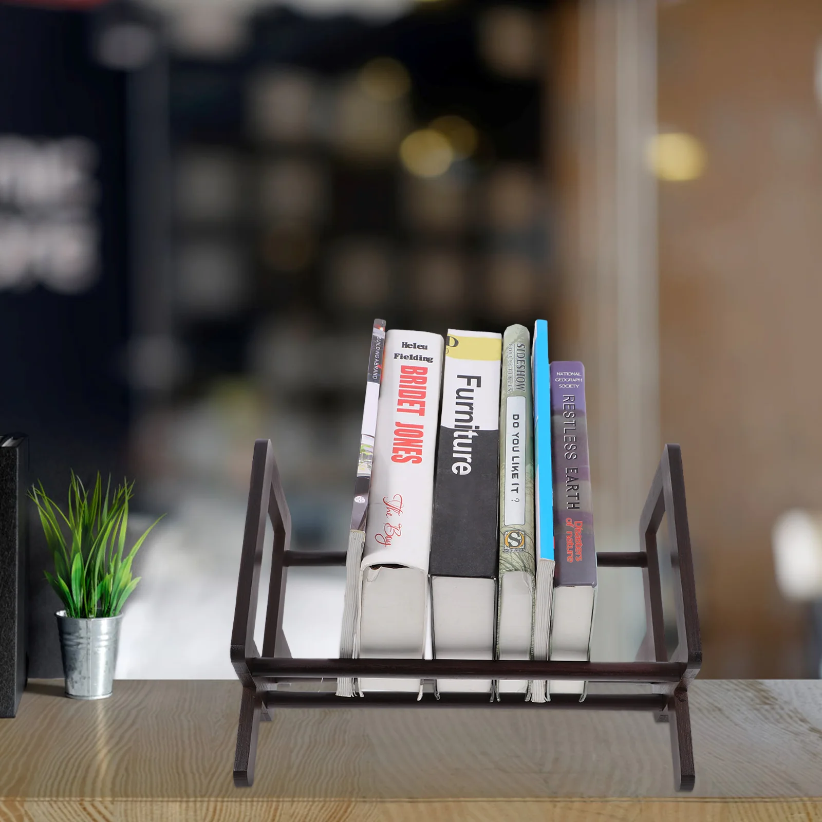 Mini libreria Portadocumenti da tavolo Materiale di bambù Supporto portatile Portadocumenti multifunzionale per studenti Dimensioni compatte