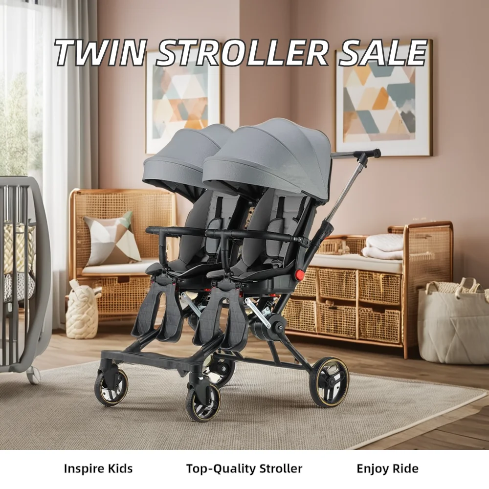 Hot selling twin kinderwagen roller baby wandelen baby draagbare opvouwbare kan zitten en liggen dubbele twin draaibare stoel