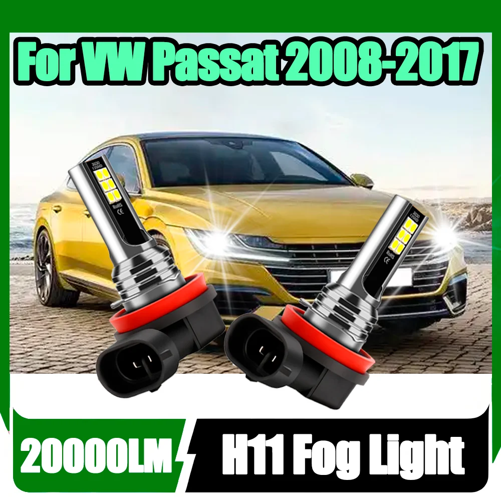 

2 шт. противотуманные фары Canbus No Error 20000LM H11 H8 H9 60W светодиодные противотуманные фары 6000K Super White Plug and Play 12V для VW Passat 2008-2017