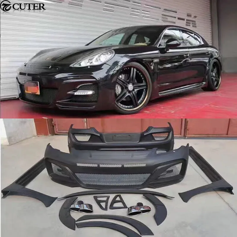 

970 FRP Front Bumper Rear Bumper Side Skirts Rear Spoiler Wheel Eyebrows for Panamera 970 Wald Car Body Kit 10-17