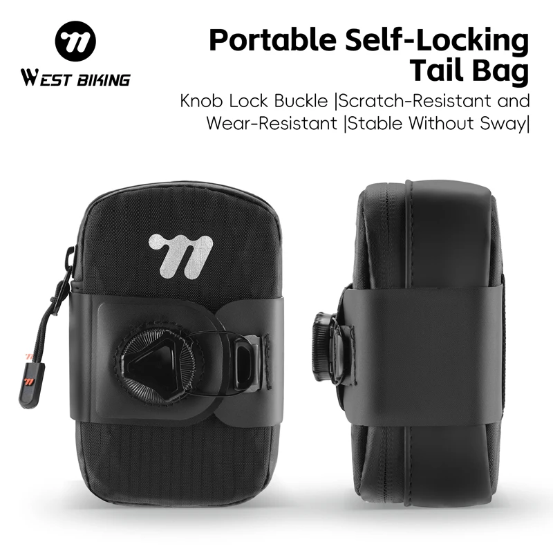 WEST BIKING Mini Bicycle Saddle Bag Knob Self-locking Portable Cycling Tail Bag Tool Storage Bag MTB Road Bike Accessories