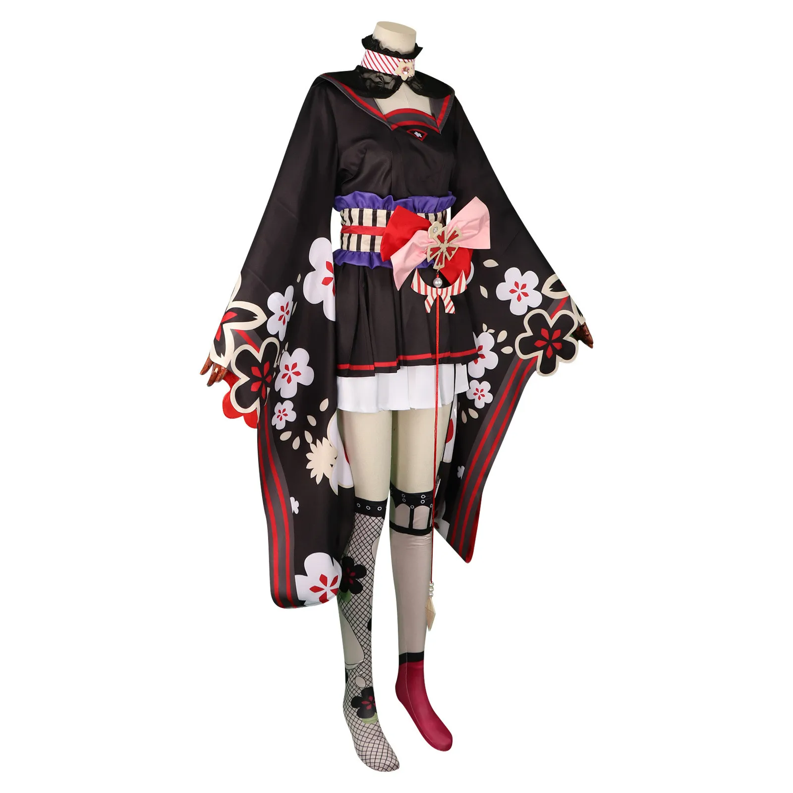 Game Blue Archive Kosaka Wakamo Cosplay Costume Female Japanese Kimono Sakura Uniform with Mask Halloween Carnival Party Set