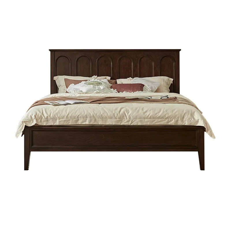 

American retro solid wood bed, French retro, master bedroom double bed, simple wedding bed