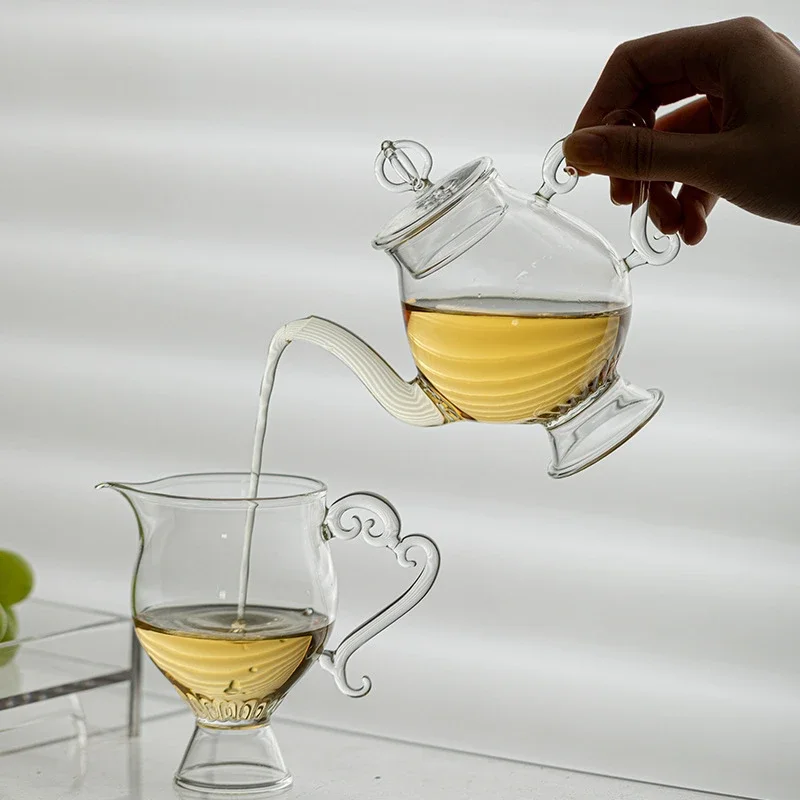 

Vintage handmade glass teapot, high borosilicate glass teacup, fair cup, afternoon tea utensil