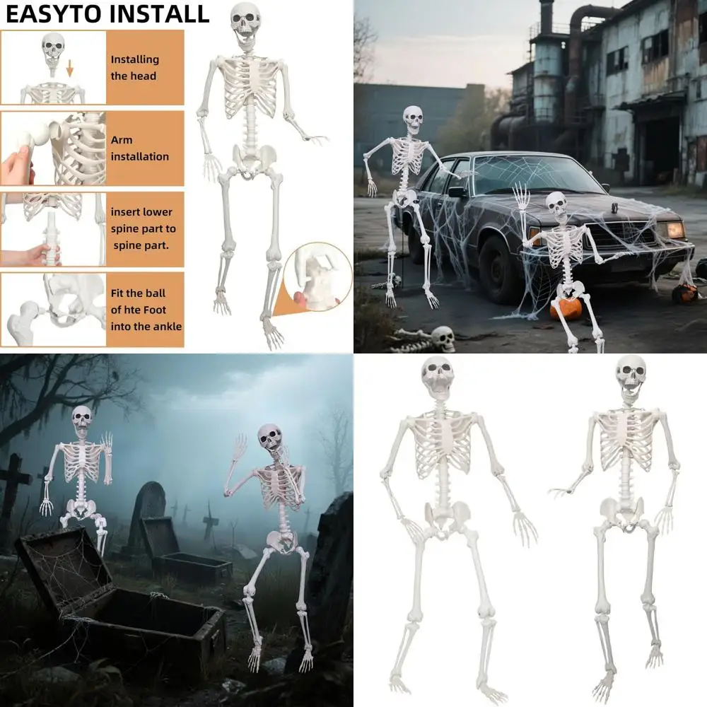 

Pair of 5.4ft Tall Lifelike Halloween Skeletons with Articulating Joints for Indoor/Outdoor Decoration