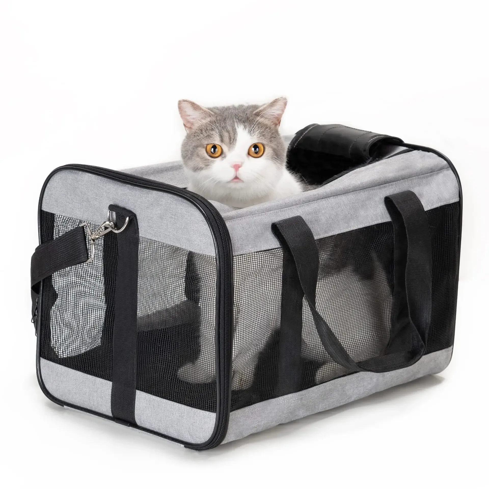 Large Capacity  Bag Breathable Outdoor Pet Bag Handheld Diagonal Stackable Airline Box  Cage  Snow Brand