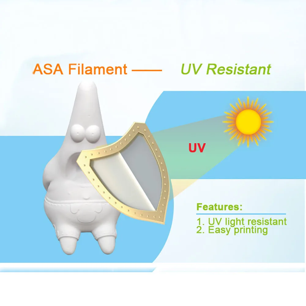 ASA Filament 1kg Black White for 3D Printer Stop Anti UV Resistant Protection Proof 1.75mm 10M 100G 3D Printing Filament