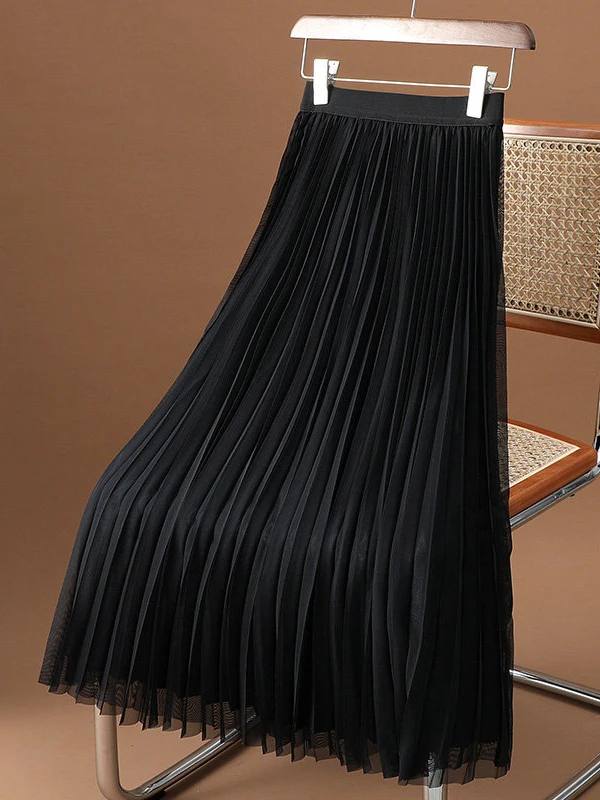 Elegant Mid-Length A-Line Skirt Fashionable Slimming Hip-Covering Versatile High-Waisted Commute Style Ladies' Skirt