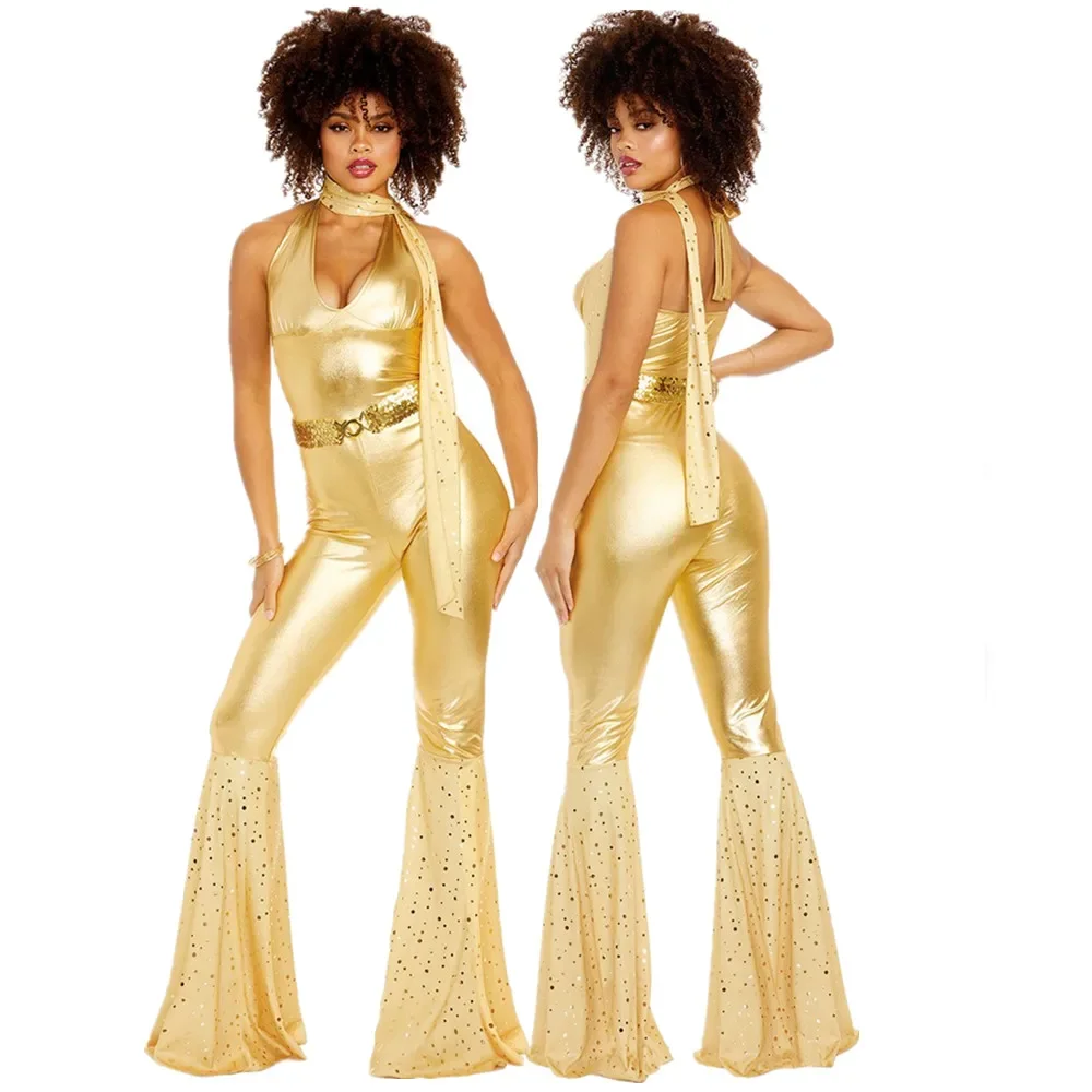 Women Sexy Hippies Costumes Adult Music Festival 70's 80's Rock Disco Dance Outfits Cosplay Halloween Party Fancy Dress