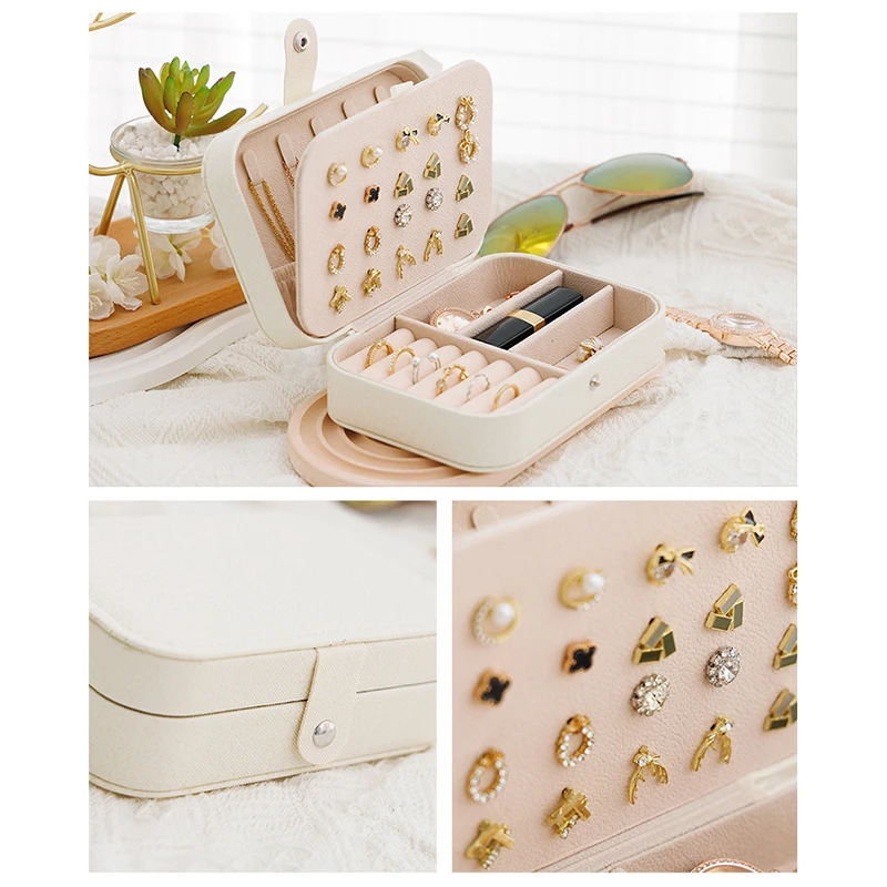 Jewelry Earring Ring Necklace Storage Box Holder Organizer Jewelry Display Portable Travel Jewelry Case Storage Boxes