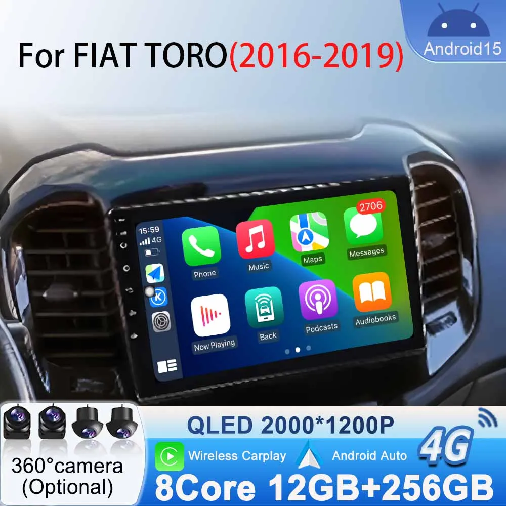 

Autoradio Stereo Multimedia Video Player for FIAT TORO 2016 - 2019 Car Radio 2 Din Carplay Wireless Android Auto GPS Navigation