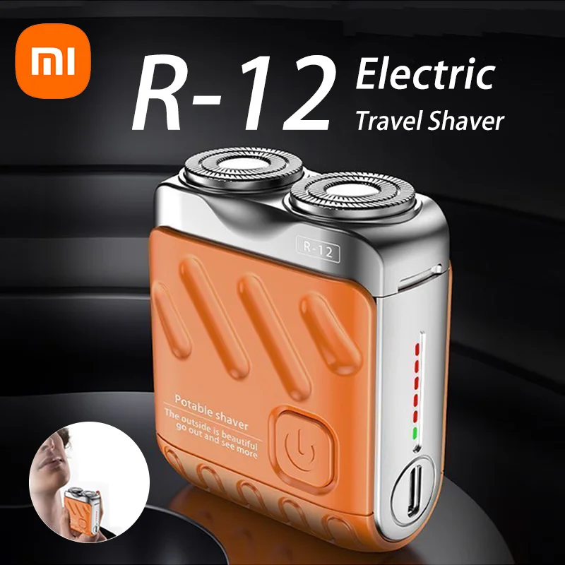 Xiaomi R-12 Electric Shaver Dual Head Waterproof Type-C Rechargeable Shaver Travel Rotary Razor Portable Hair Beard Trimmer Tool