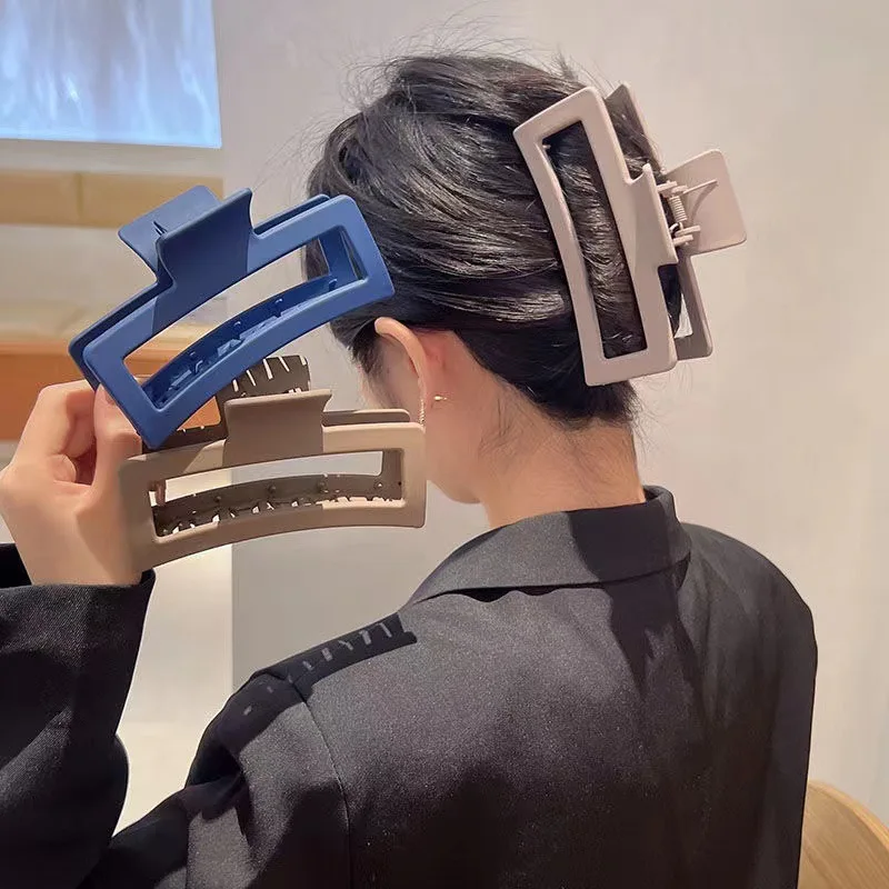 

Заколка-краб матовая квадратная однотонная 13 см для густых волос для женщин и девушек - Хит продаж, модные аксессуары для волос