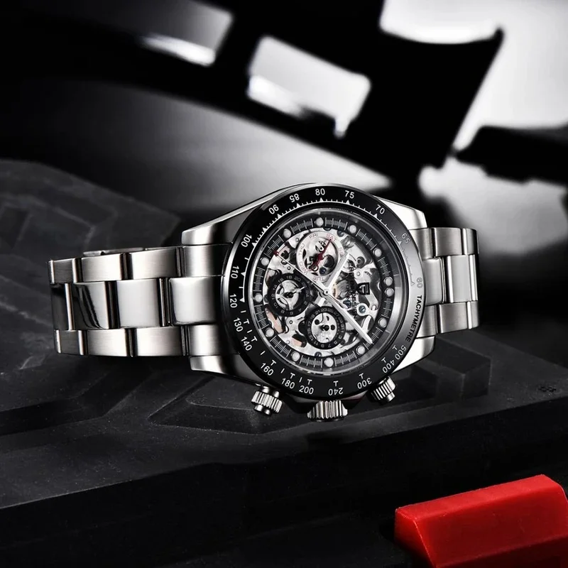 Men's Automatic Mechanical Skeleton Watch, Waterproof