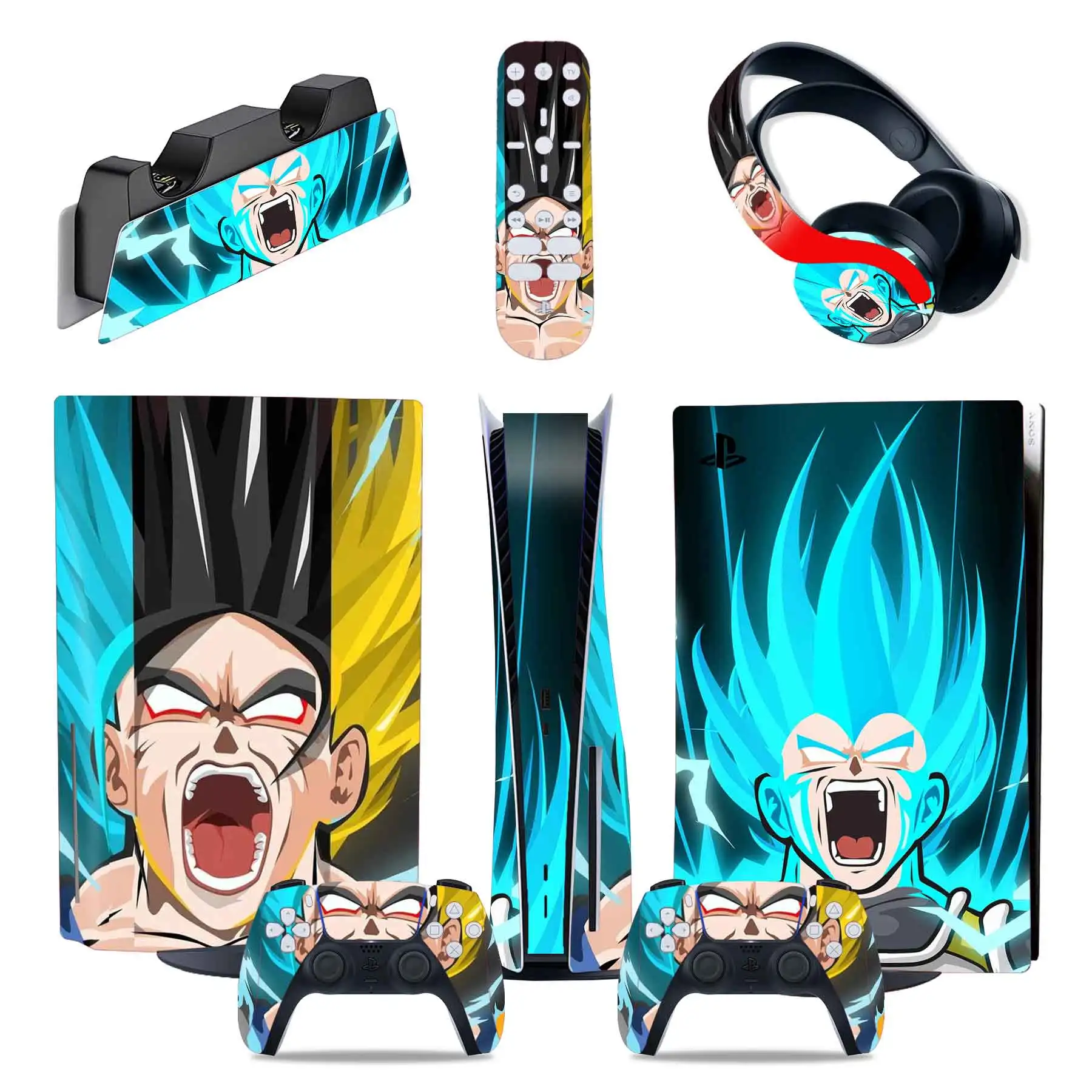 Dragon Ball Goku PS5 Disc Edition Skin Anime Sticker Decal Cover For PlayStation 5 Console Controller 5 in 1 Skin Sticker Vinyl