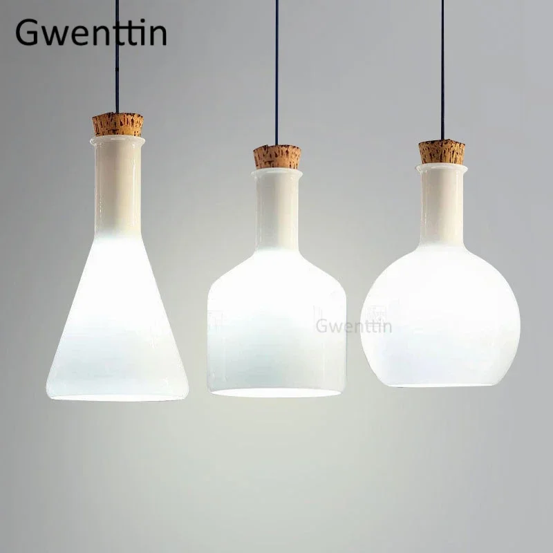 Modern Glass Bottle Pendant Lights Led Hanging Lamp for Home Dining Room Kitchen Lighting Fixture Art Industrial Lamp Loft Decor