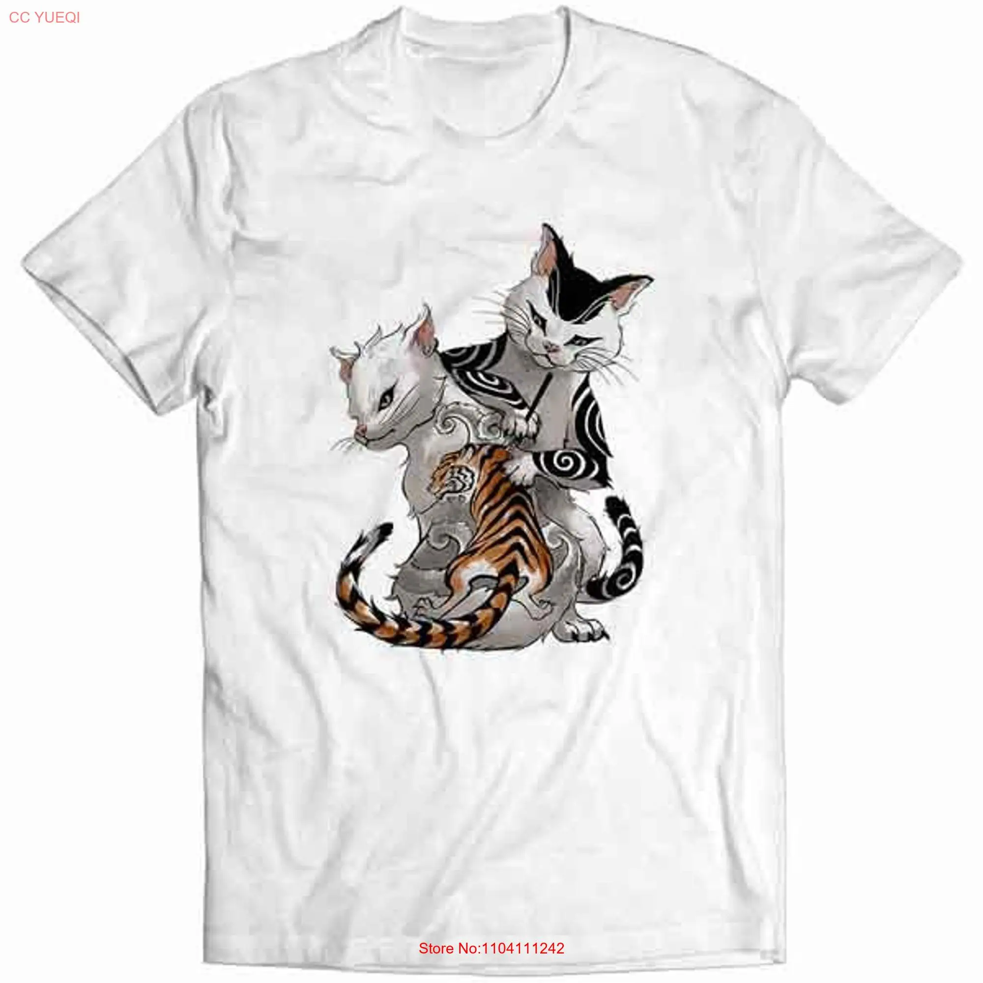 Cat as Irezumi Artist Performing Tebori Tiger Tattoo  Youth T Shirt PrintStarT long or short sleeves