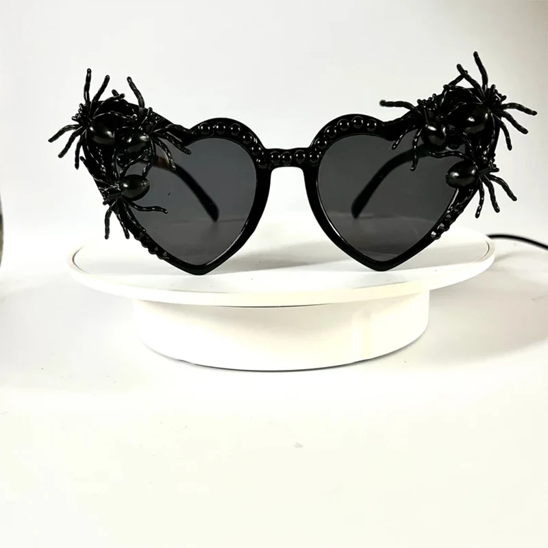 Black Spooky Spider Heart Sunglasses Halloween cosplay Costume Accessories October birthday party decoration Photo props gift