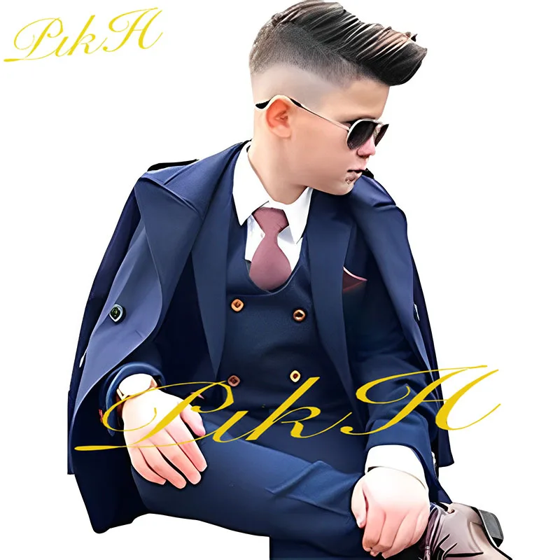 

Boys Blazer Pants Vest 3 Piece Wedding Tuxedo Formal Business Kids Blazer Set Fashion Slim Fit Child Clothes