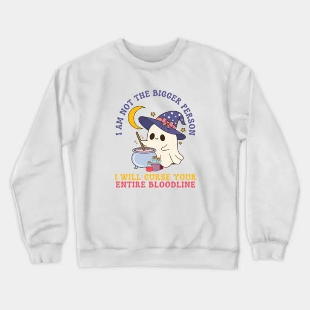 

Autumn and Winter Adorable Ghost Witch Cotton Crew Neck Sweatshirt with A Playful Quote This Super - Cute Design Features