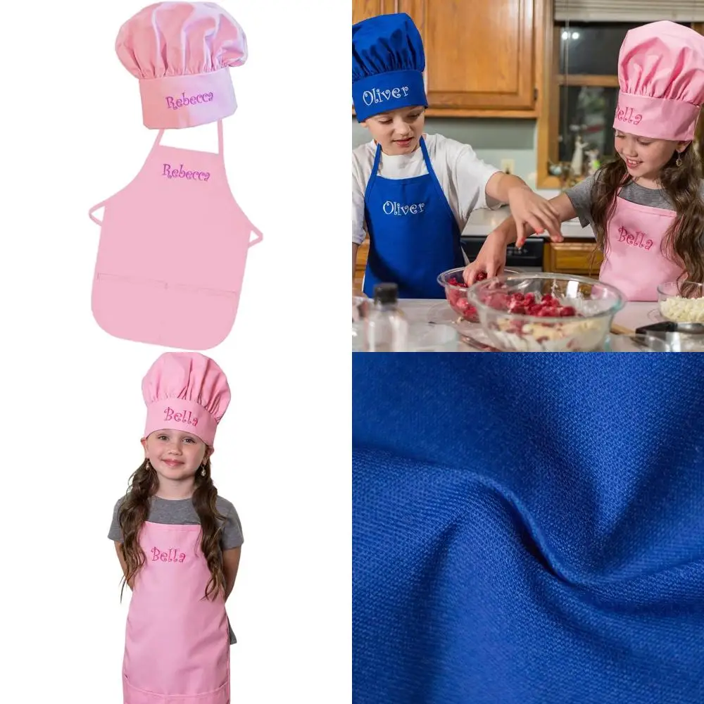 

Детский фартук и шапочка с вышивкой на заказ, сделанные в США, для малышей и детей