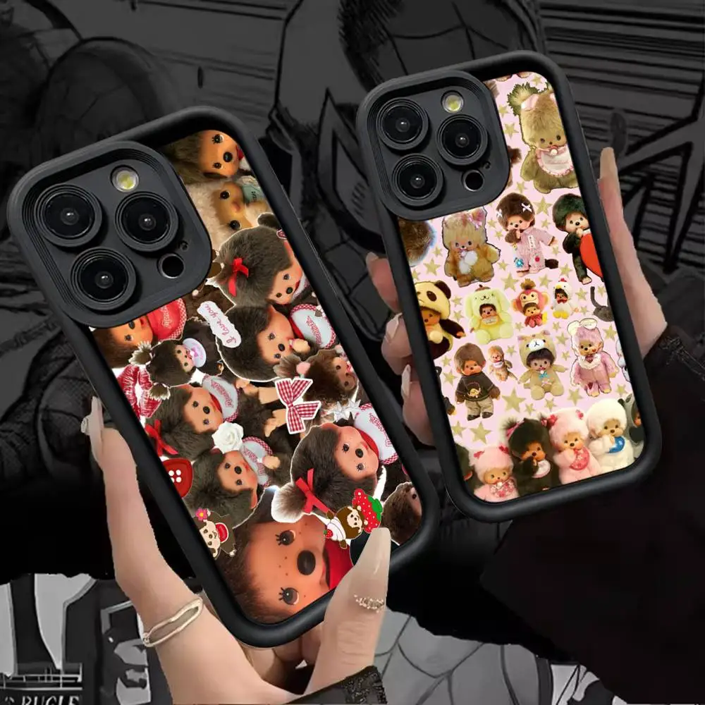 Niedliche M-Monchhichis-a-Handyhülle, Silikon-Handyhülle für iPhone 17, Air 17, 16, 15, 14, 13, 12, 11 Plus, Pro Max, stoßfeste Softcover