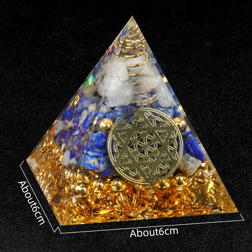 6cm Natural Crystal Pyramid Energy Natural Amethyst Reiki Healing Crystal Chakra Resin Pyramid Meditation Tool Home Decoration