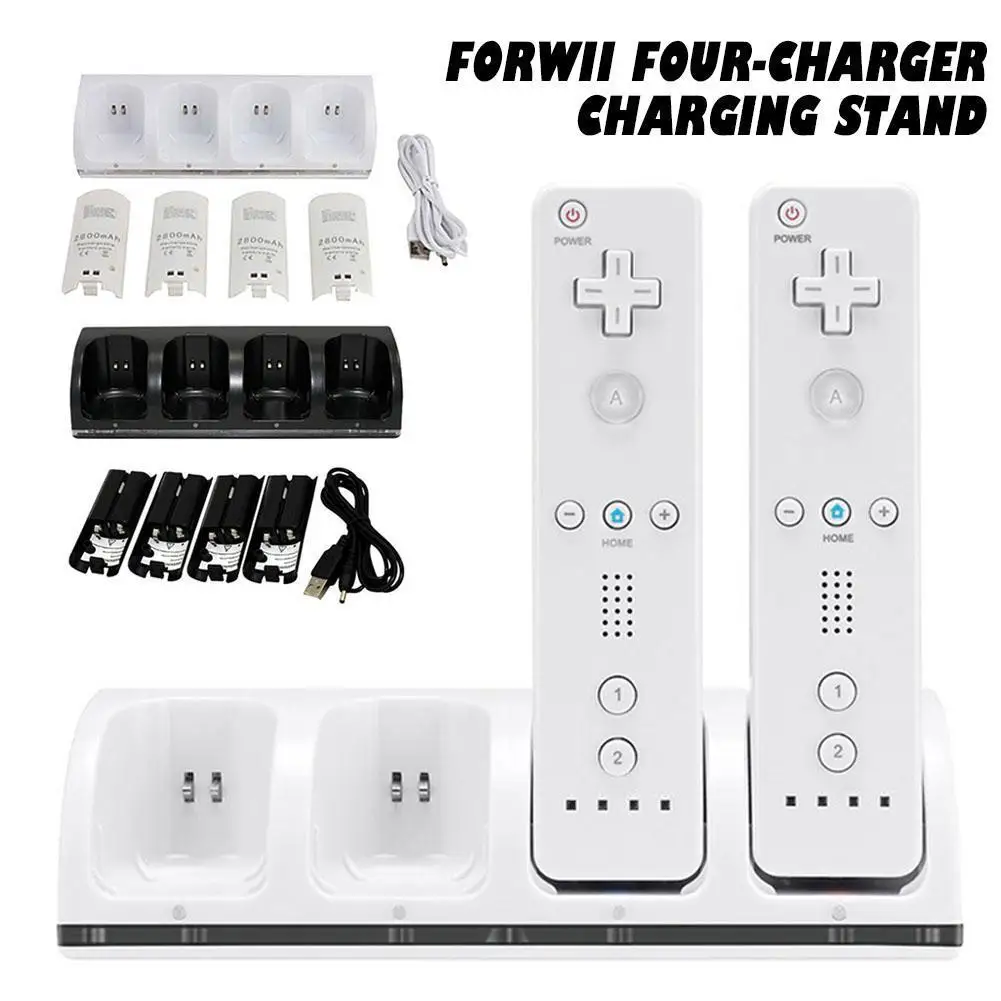

Controller Charger Station For Wii Remotes Dock Charging Station With 4 Pack 2800mAh Rechargeable Battery Fast Charging Dock