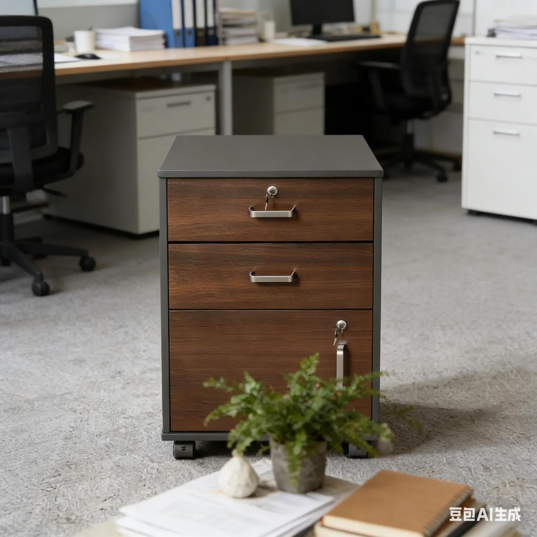 AOLIVIYA Simple Modern Minimalist Mobile Bedside Table, Lock Storage Cabinet for Home Bedroom Furniture B628435