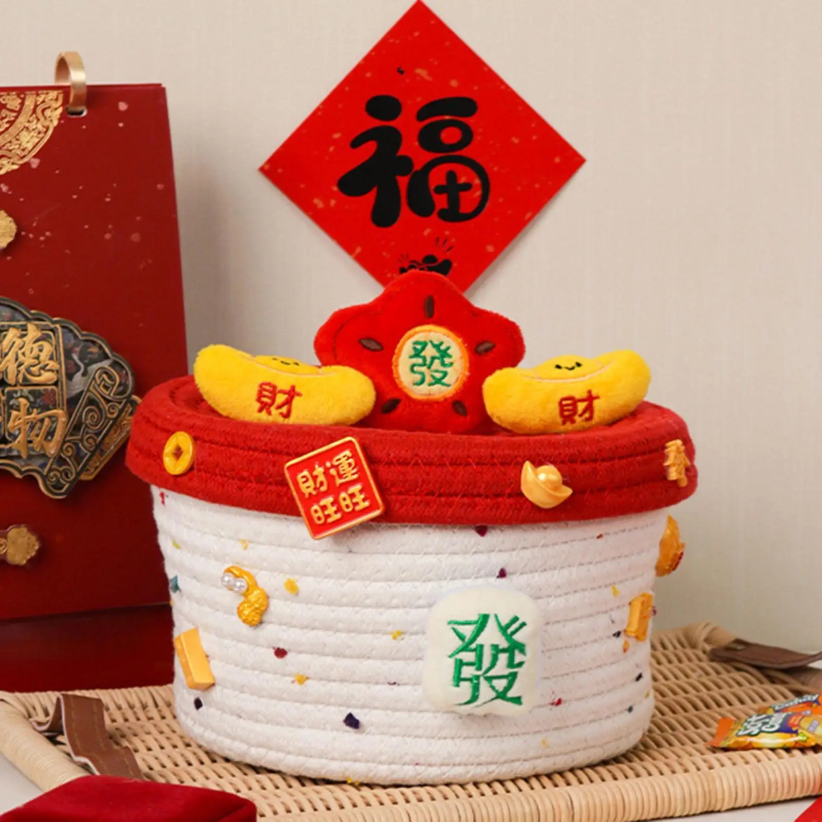 Small Woven Basket Chest Box Desktop Organizer for Sundries Kids Toy Snacks