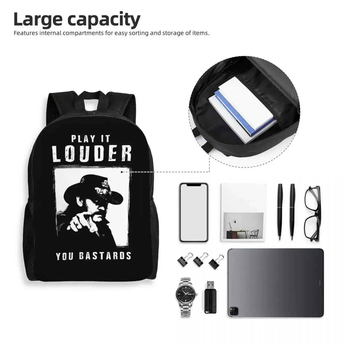 대학 학교 가방을위한 맞춤형 록 스타 Lemmyes 배낭 여성 남성 패션 Bookbag