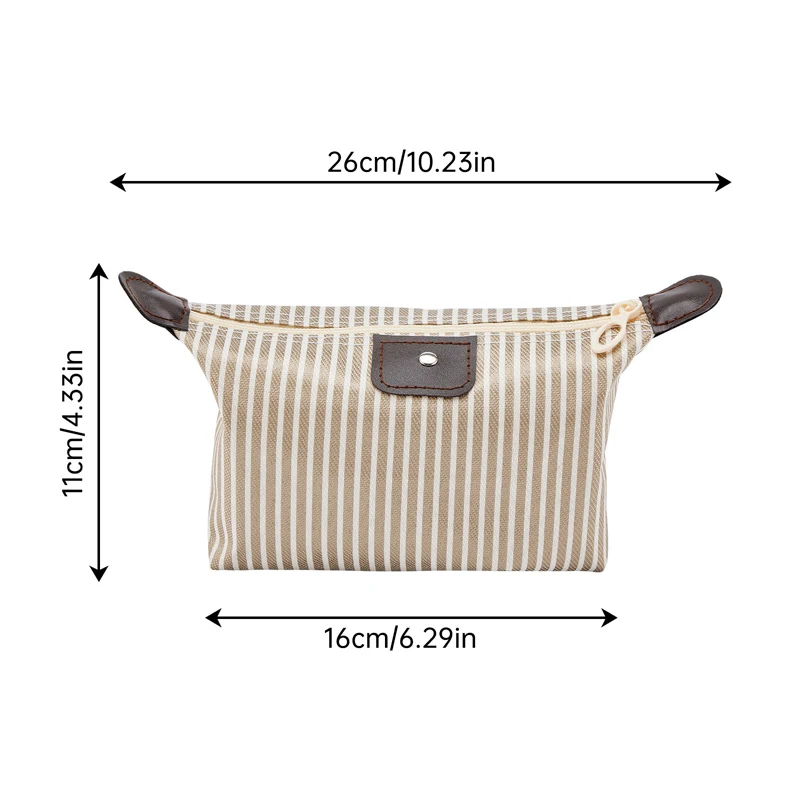 Roomy Waterproof Makeup Bag Striped Cosmetic Organizer Multifunctional Pouch Cosmetic Travel Bag Toiletry Bag