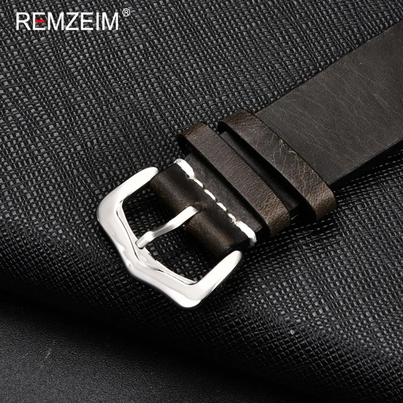 REMZEIM Cow Leather Watchband 18mm 20mm 22mm 24mm Vintage Leather Men Women Replacement Bracelet Strap Band Watch Accessories