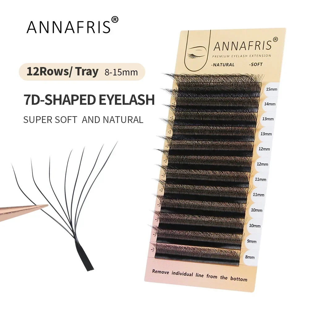 ANNAFRIS 7D W Shape Lashes Pre-made Fans Eyelashes Extension Natural Soft  7D W Flower Eyelash