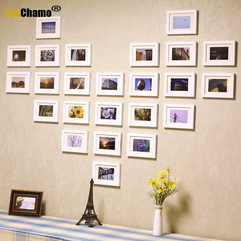 Sunchamo Large Heart-shaped Creative Photo Frame Combined Photos Wall 24/46 Frames Corporate Culture 228x162 178x120 Home Decore