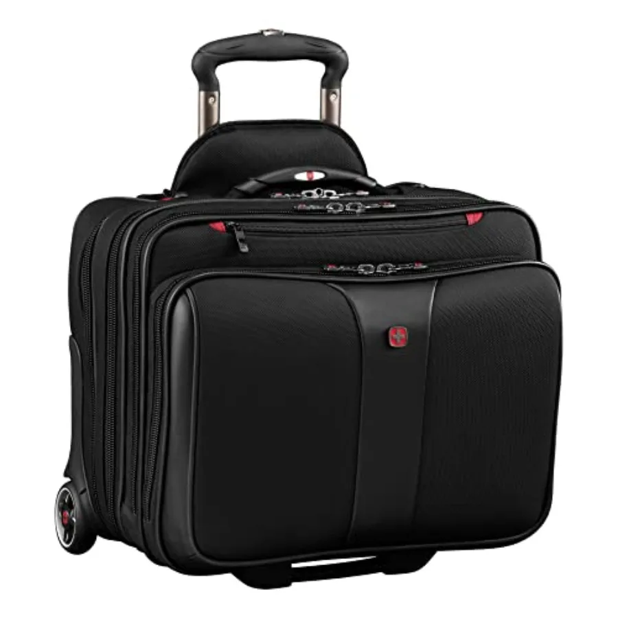 

Чемодан на колесиках Luggage Patriot II 15,6 дюйма, черный, из прочного полиэстера, с плавно движущимися колесами, для путешествий