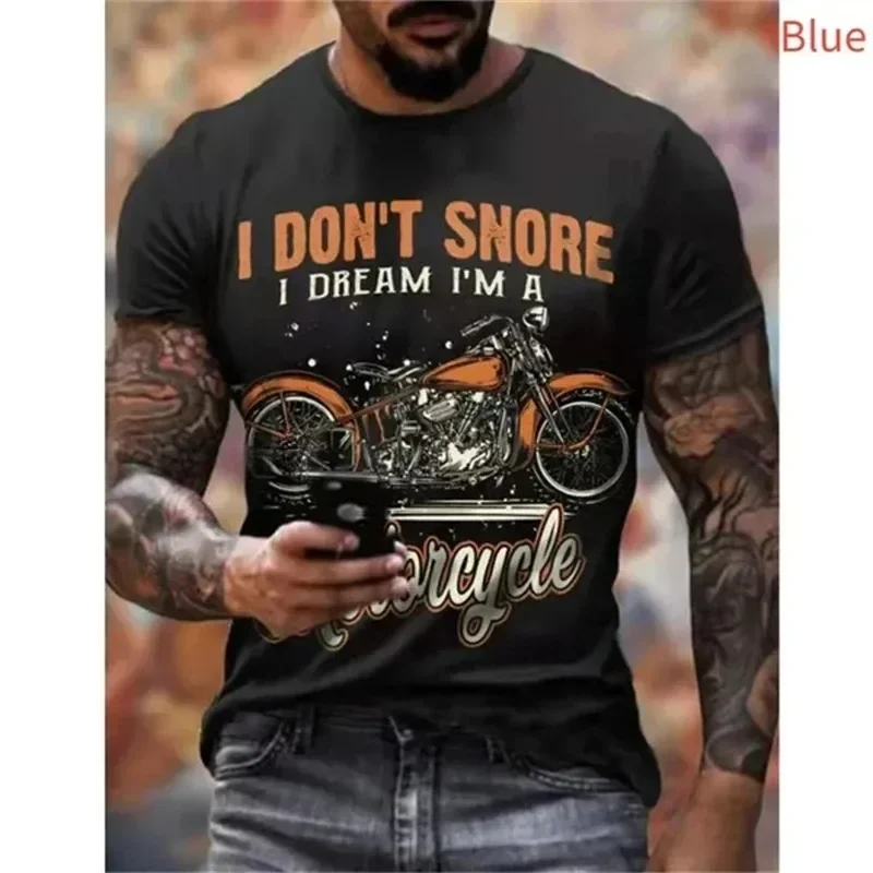

2024 Summer New Fashion 3D Printed Motorcycle T-shirt Casual Street Wear Fashion Top Oversized Short Sleeve T-shirt Summer Vinta