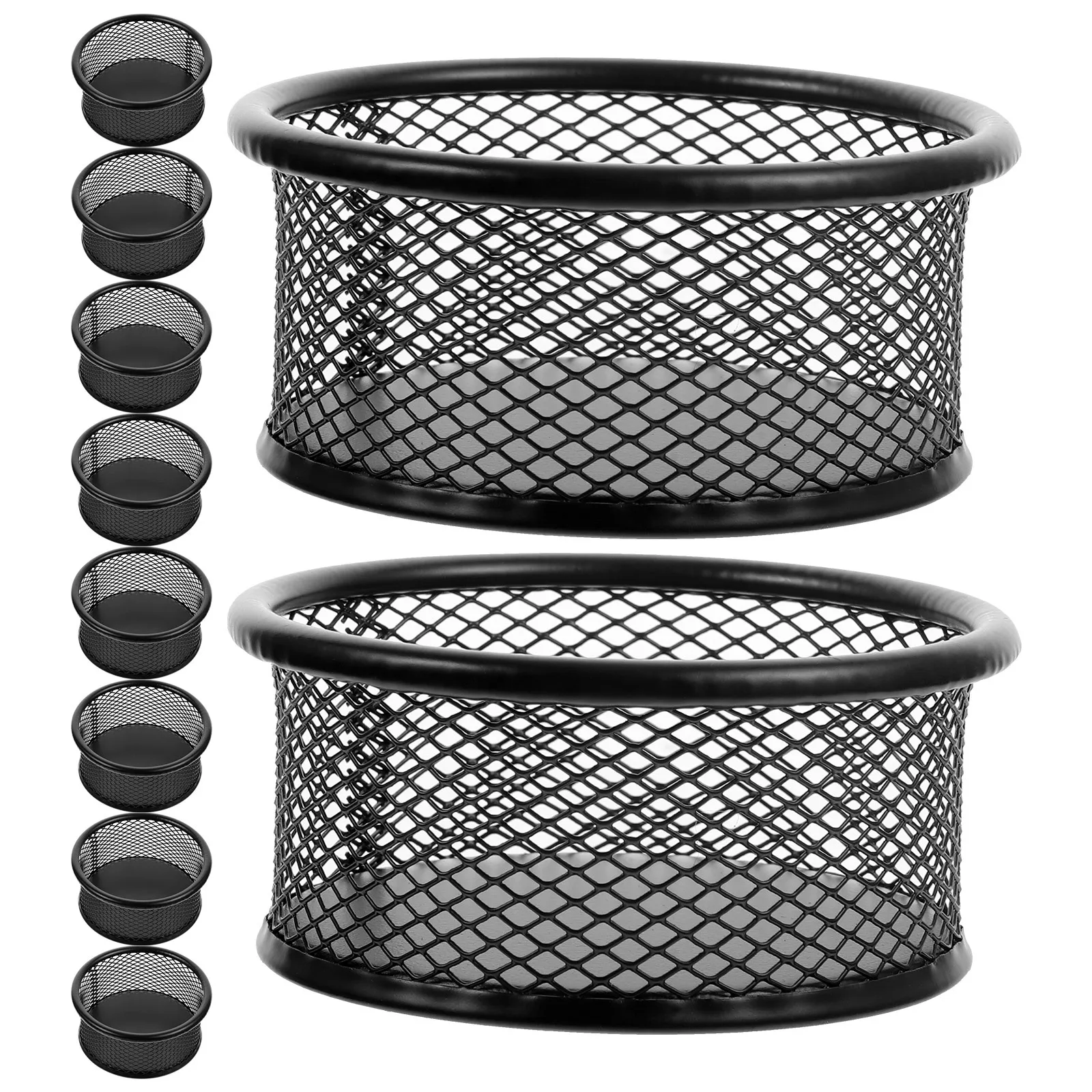 12pcs Mesh Paper Clip Holder Iron Desktop Organizer For Office School Binder Clips Eraser Screws Storage Container, Desk Mesh