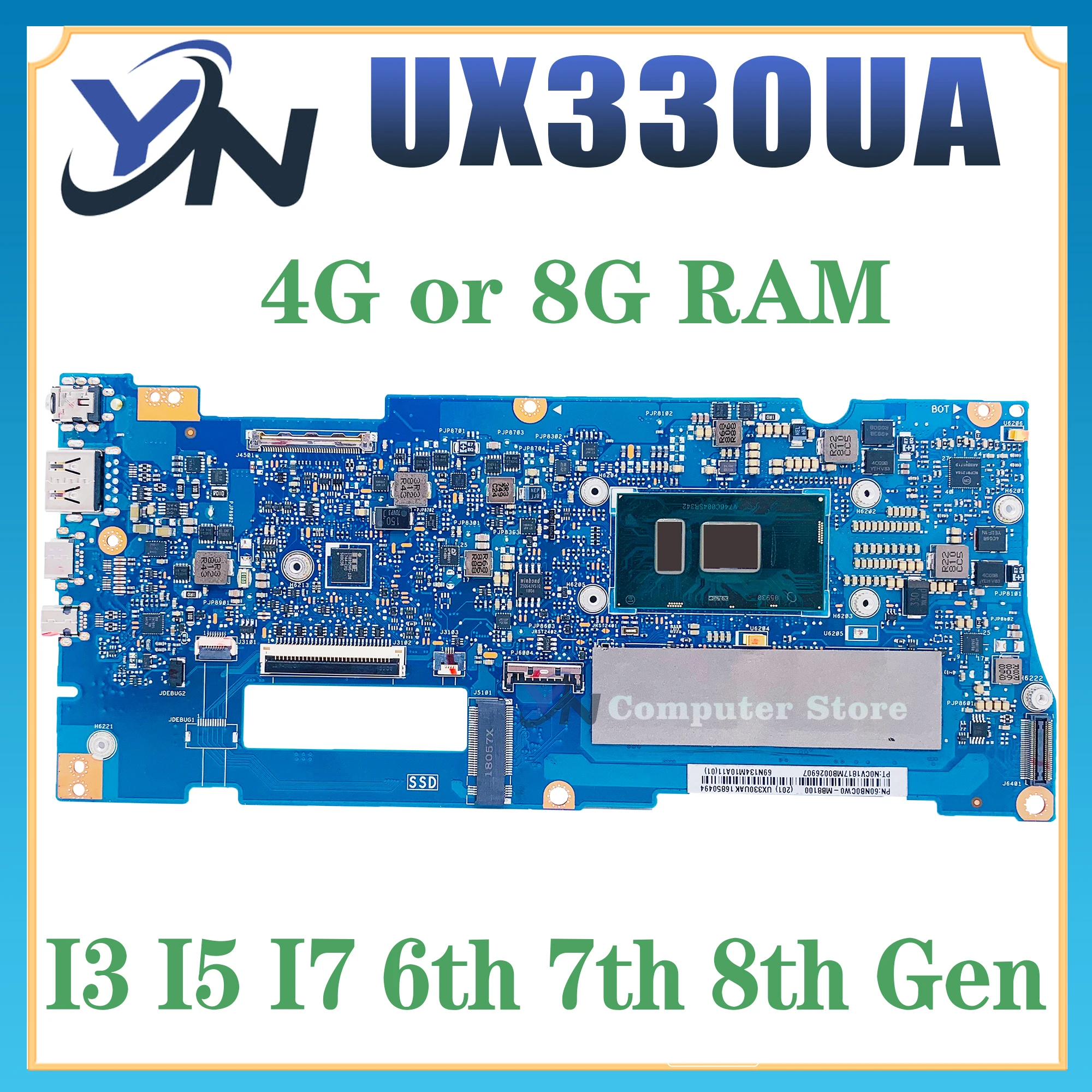 

UX330UA Mainboard For ASUS ZenBook UX330 U330UA UX330U UX330UAK U3000U Laptop Motherboard I3 Or I5 Or I7 RAM-4GB/8GB UMA