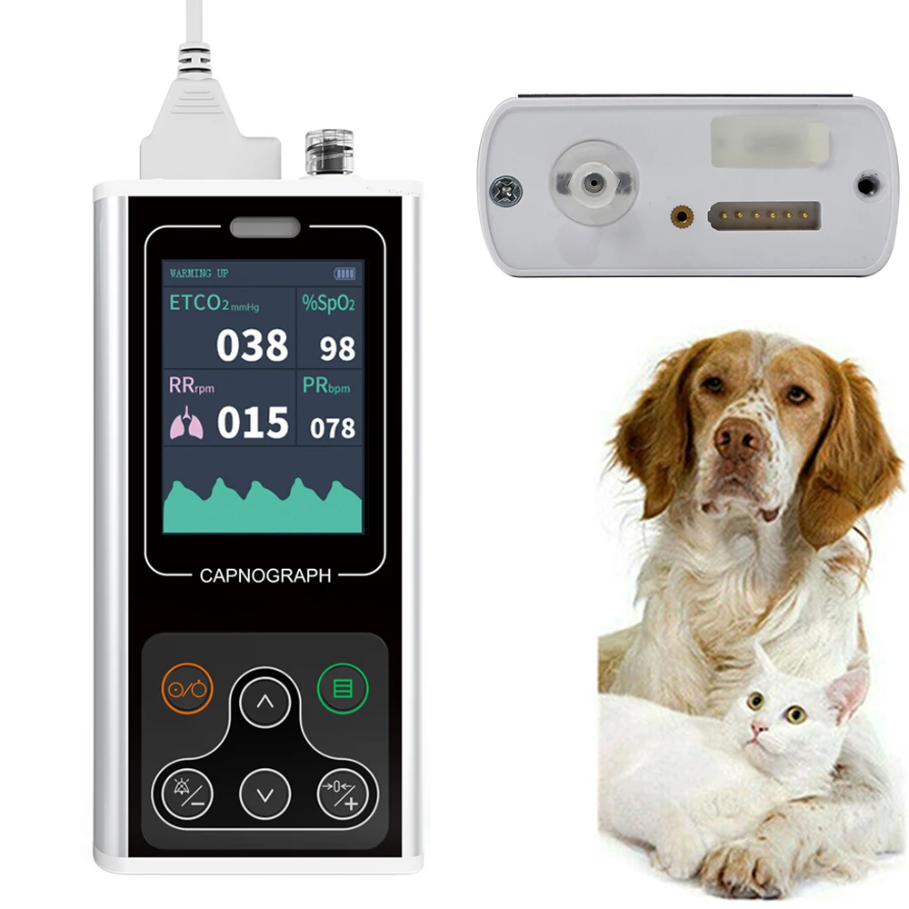 SINOHERO Compact Pet Capnograph Veterinary Etco2 Capnograph Monitor SPO2 PR RESP Monitor