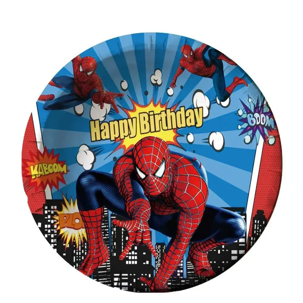 Superhero Spiderman Themed Party Birthday Decoration Spiderman Disposable Tablecloth Cup Plate Cake Decoration Kid Birthday Gift