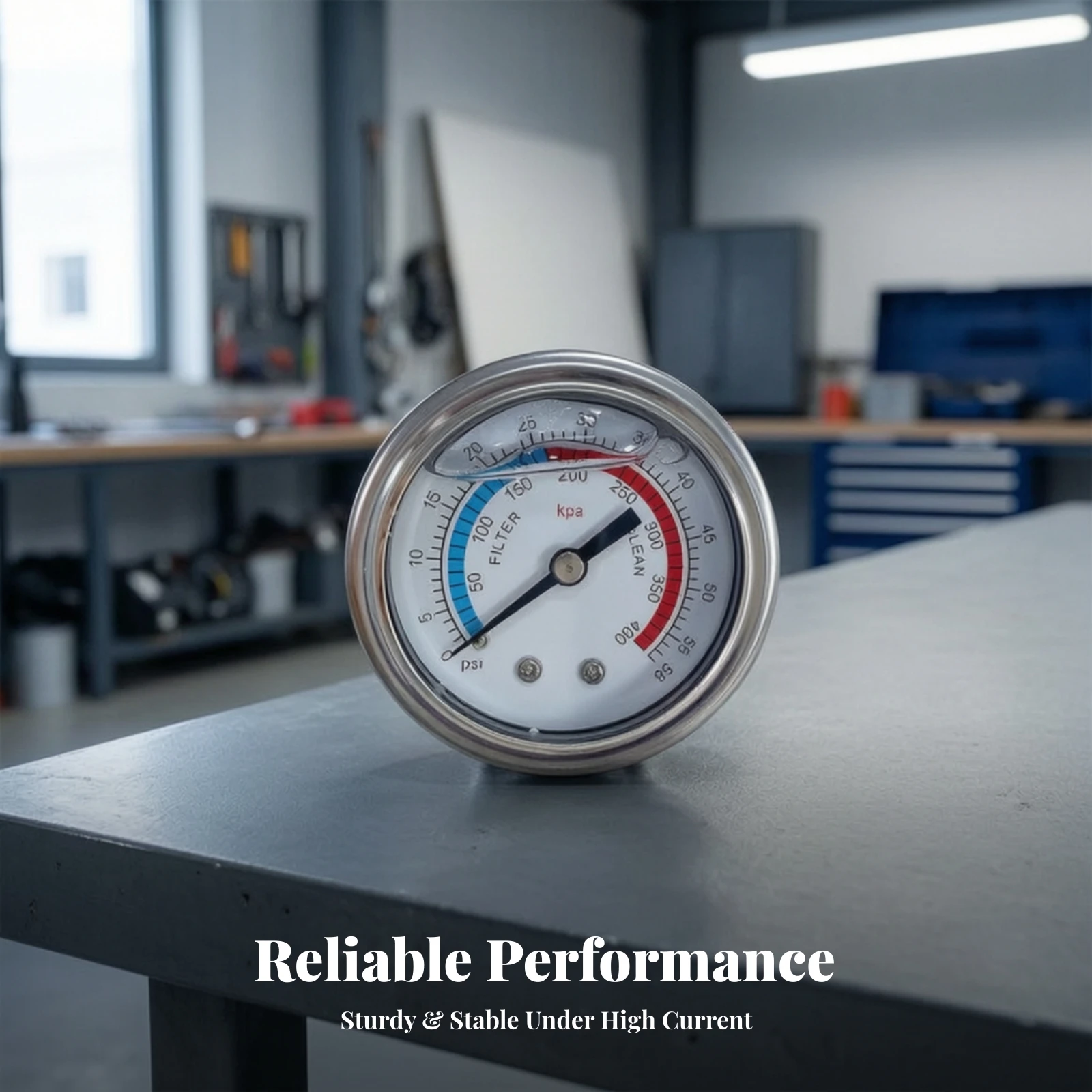 Pool Filter Pressure Gauge Vibration Resistant Pressure Gauge with Center Back Mount Stainless Steel Long-Lasting