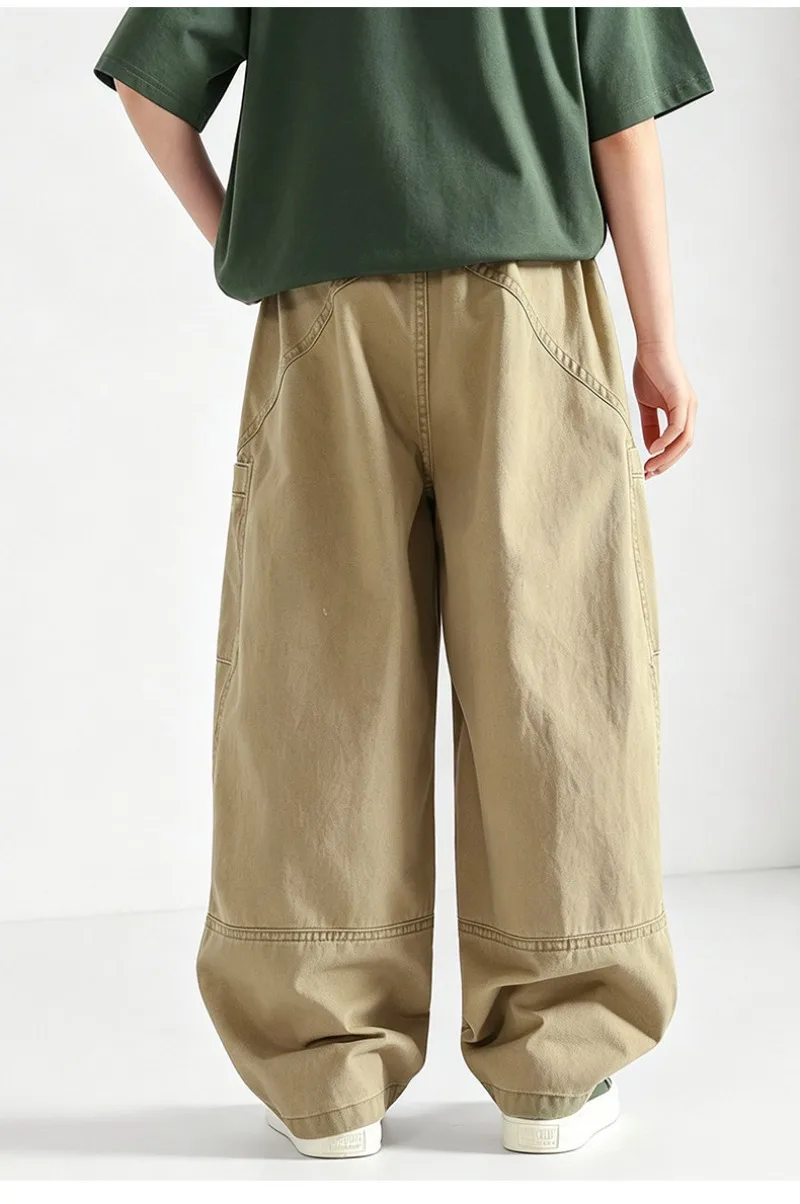 Kinder Jungen Gerade Hosen UNITIM Herbst Junior Jungen Latzhosen Lose Lässige Elastische Taille Teenager Jungen Weite Hosen – Detail 17
