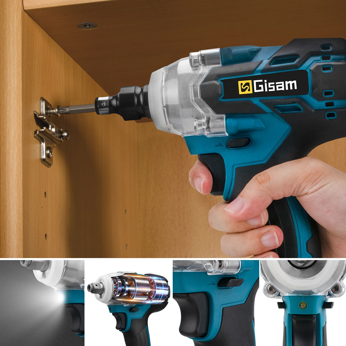 Imagem -03 - Gisam-brushless Chave Elétrica Impacto Chave de Fenda sem Fio Ferramentas Elétricas para Makita 18v Bateria 320n.m 2