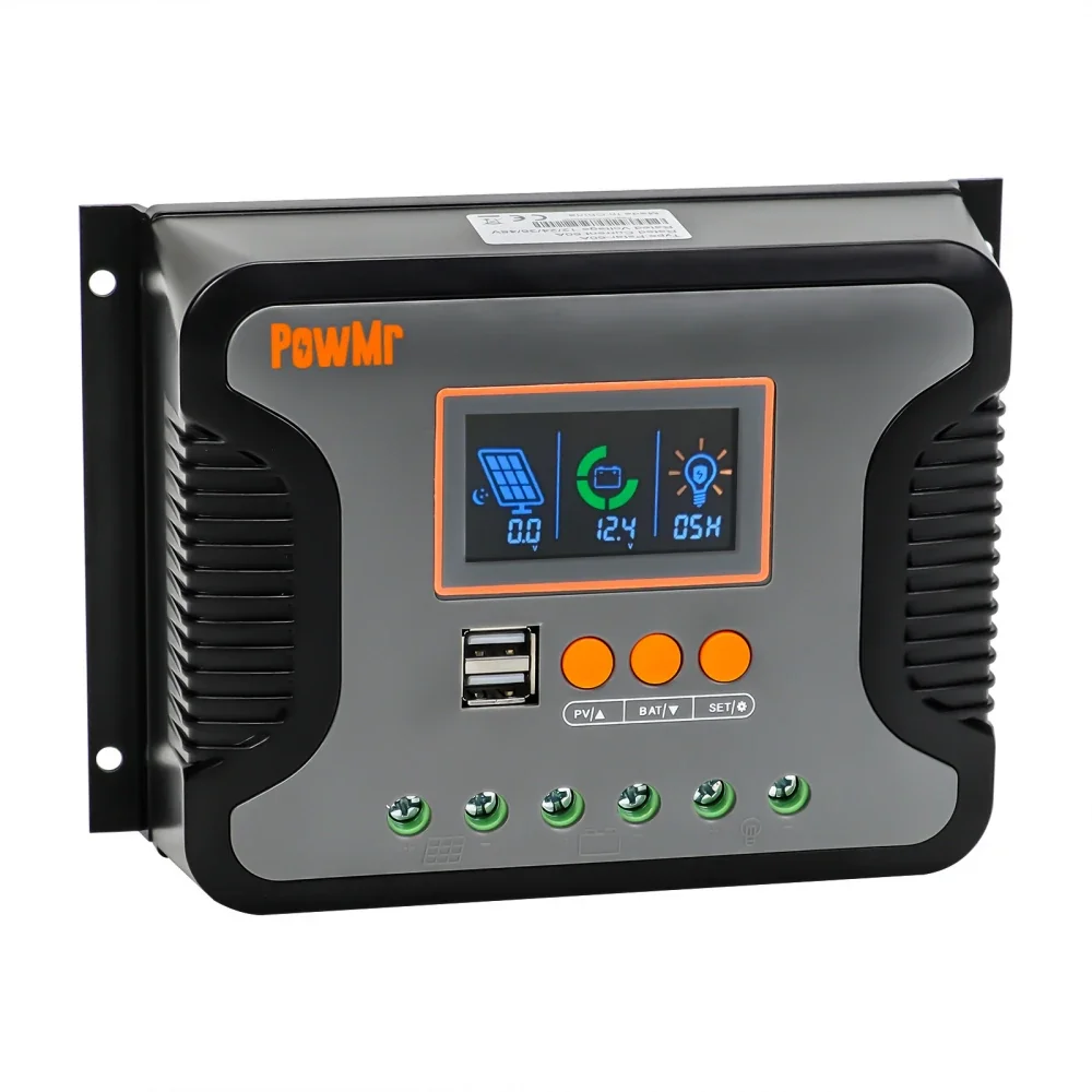 Powmr Pwm Pstar 30a 60a 80a Zonne-Energie Laadregelaar Lood-Zuur Lithium Batterij Oplader Max Pv 100V Dual Control Mode