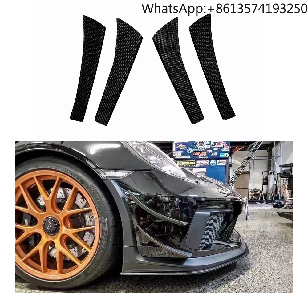 

For Real Dry Carbon Fiber Universal Front Bumper Canards Trims Body Kit for Porsche 991 Sport 991.2 GT2 GT3 RS