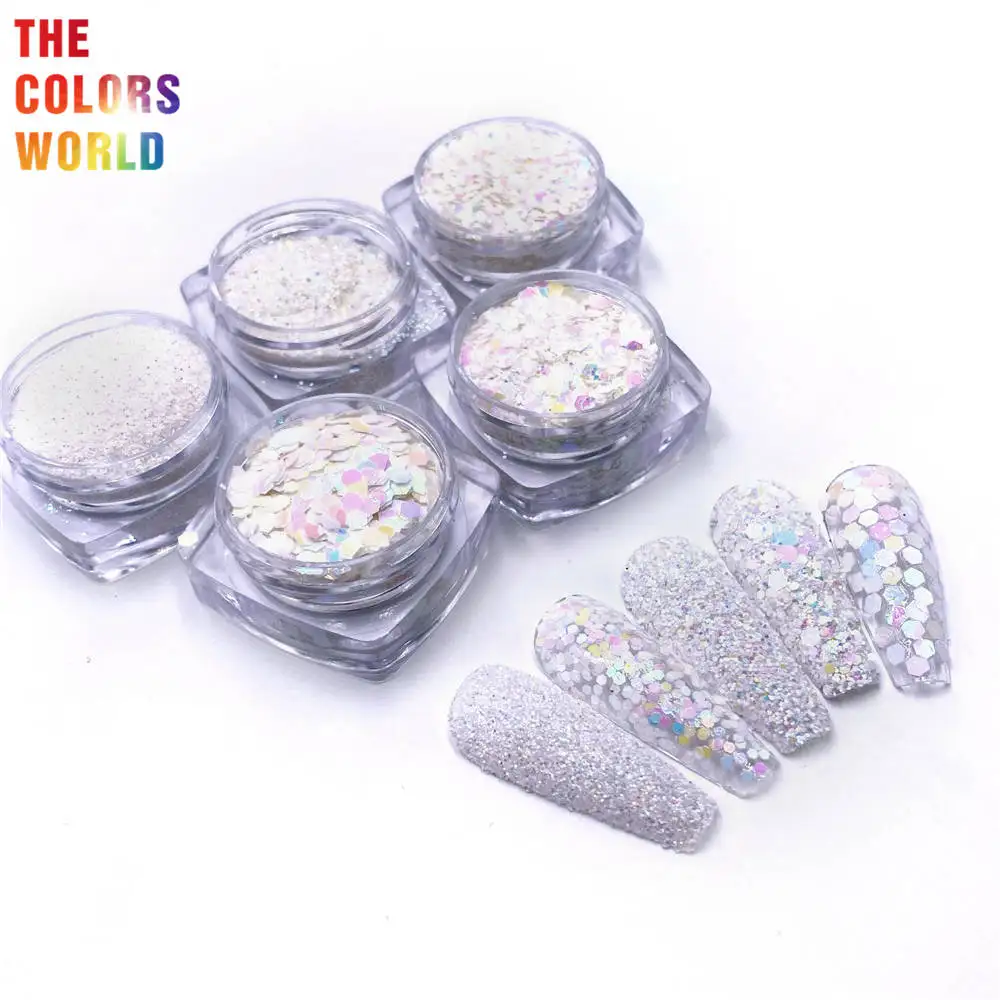 TCD04 Solvent Resistant Pearlescent Indescent Hexagon Nails Glitter Eye Shadow Body Painting Parties Festivals Concerts Decorate