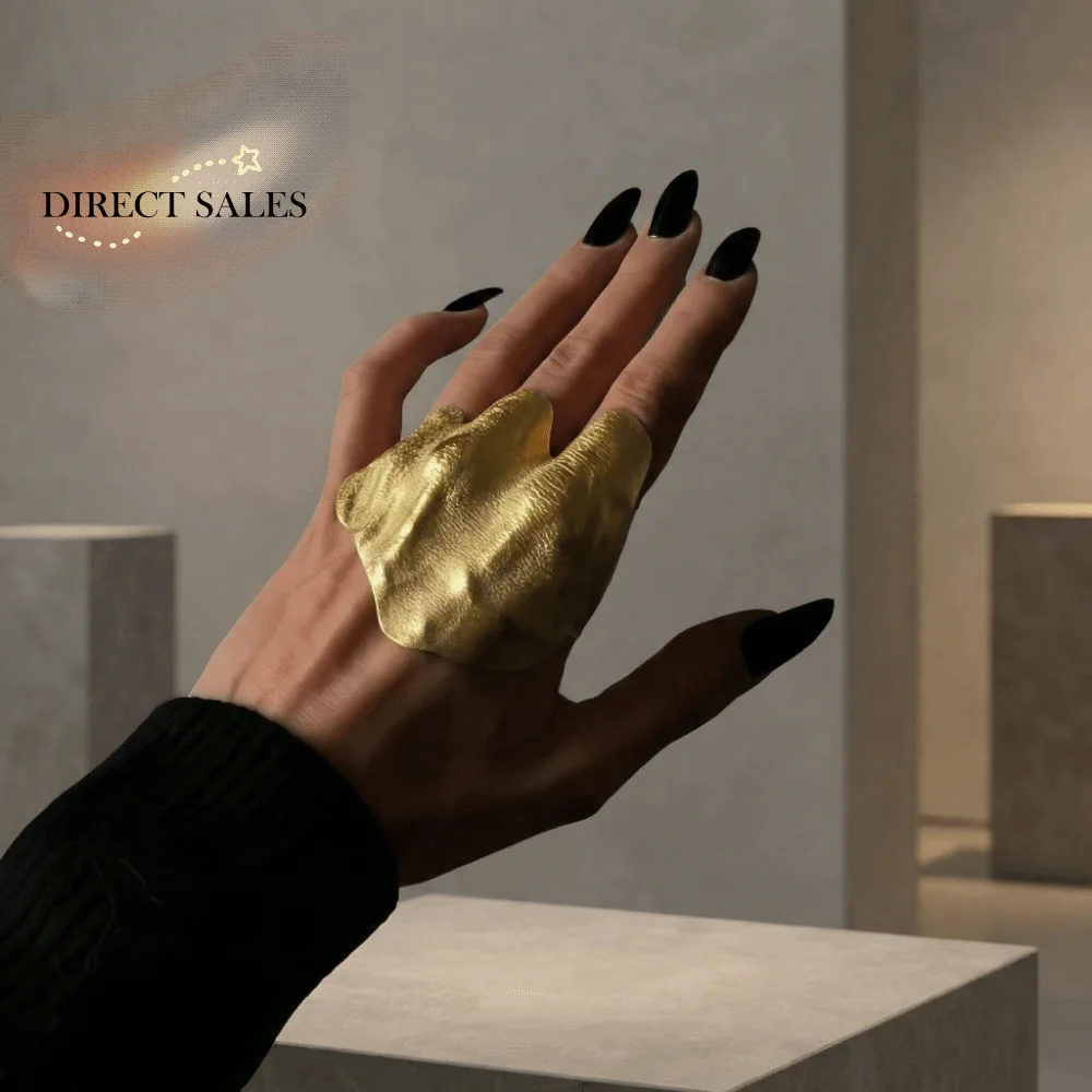 Creative Exquisite Irregular Ring Vintage Light Luxury Wrinkled Joint Ring Funny Finger Accessories Photo Props