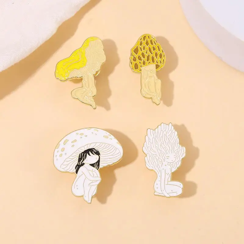 Pins Custom Cute Brooches Fungus Lapel Badges Plant Girls Funny Jewelry Gift for Kids Friends Mushroom Fairy Enamel