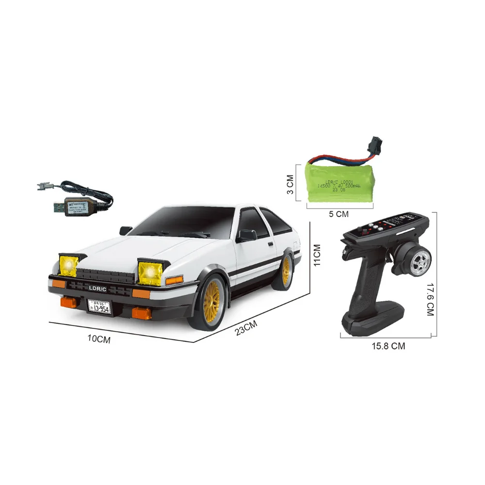 LDRC LD1801 AE86 1:18 ラジコン ドリフトカー ジャイロ搭載、LED、2.4Gリモコン、タイヤ付き、RCカー 子供向けおもちゃ ギフト